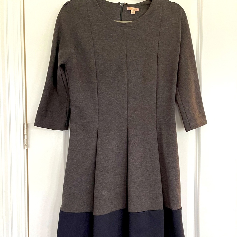 Old Navy gray and navy fit and flare dress